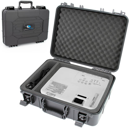 Hard Shell Projector Travel Case – Fits Epson VS250, VS350, VS355 Projectors with HDMI & Remote in Custom Foam Compartments, Case Only