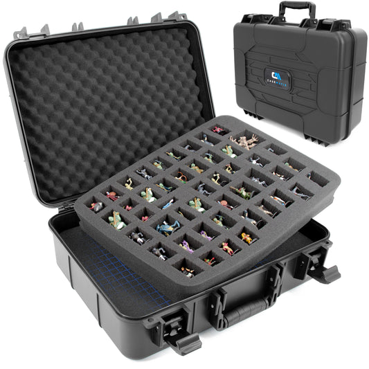 Travel-Ready Miniature Case with Hard Shell & Pluckable Foam – Fits Warhammer 40K, DND, RPG Minis, Large Units, Vehicles, and Figures