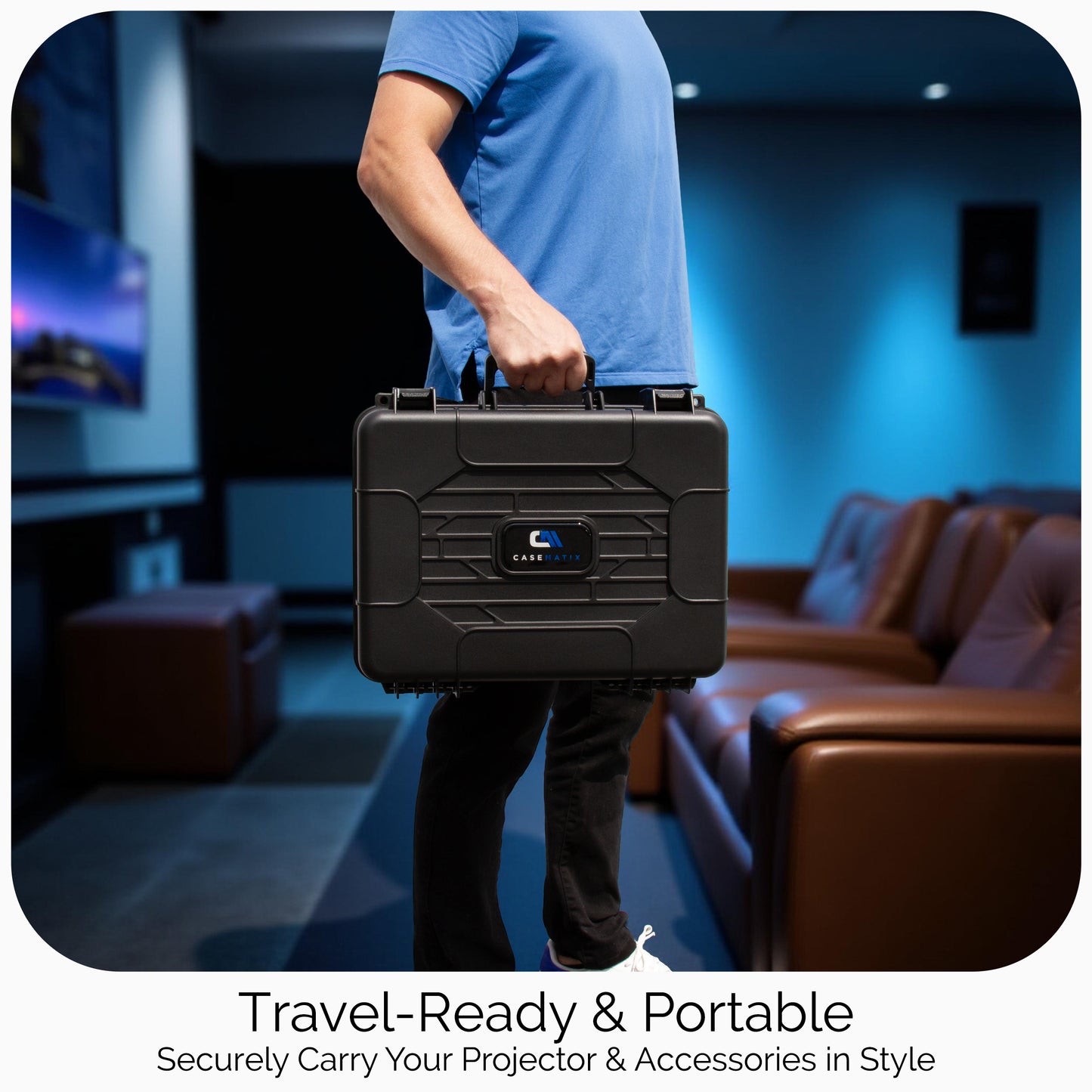 Hard Shell Projector Case Compatible with Epson PowerLite & Home Cinema Models with Tri-Layer Foam & Accessory Storage – Case Only