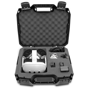 CASEMATIX Hard Shell Travel Case Compatible with Meta Quest 3S or Quest 2 VR Headset - Fits 256GB, 128GB or 64GB Models with an Accessory Compartment