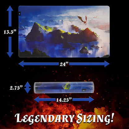 TCG Playmat with Reusable Playmat Case - Premium 24" x 13.5" Card Game Mat & Compatible MTG Playmat For All TCGs with Non-Slip Backing