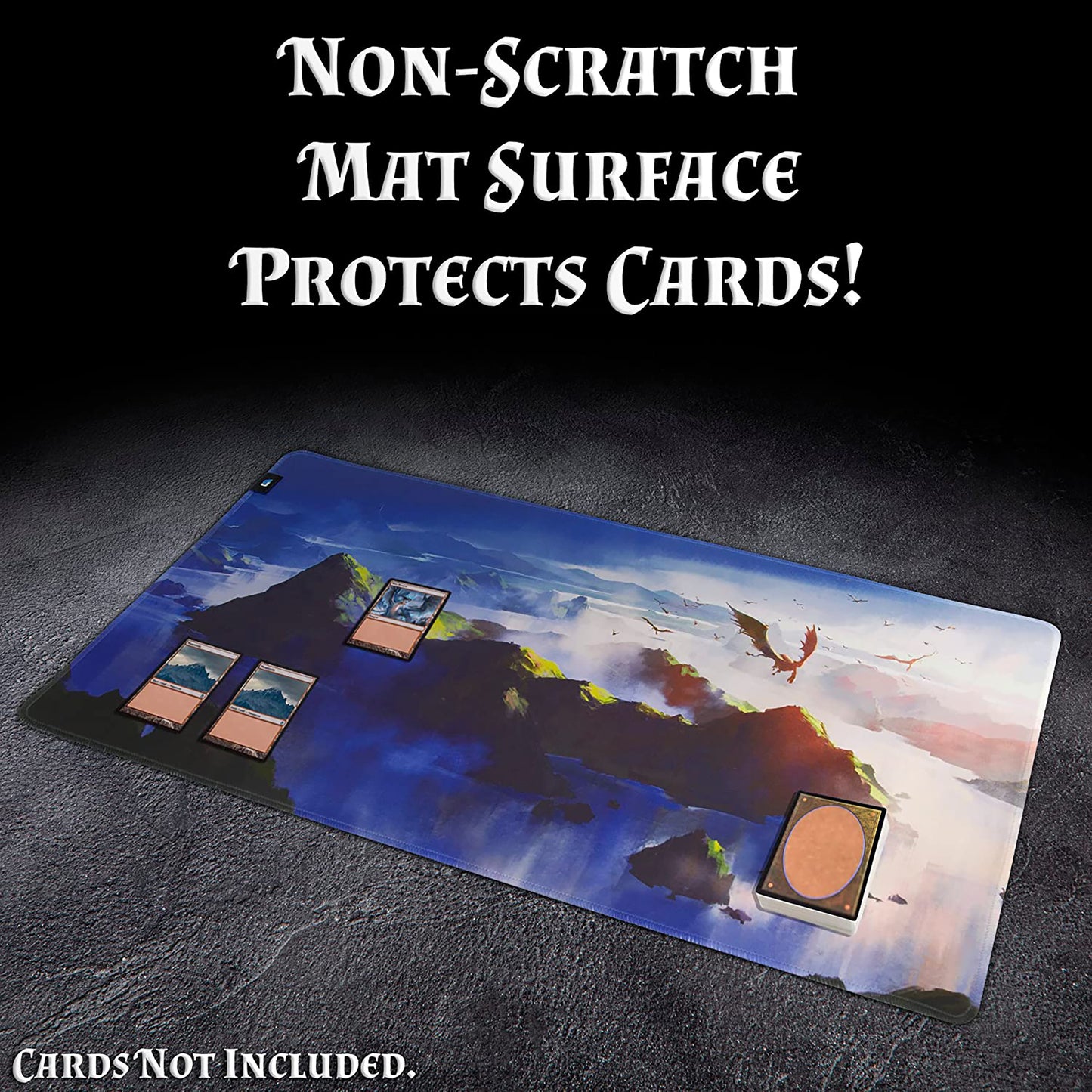 TCG Playmat with Reusable Playmat Case - Premium 24" x 13.5" Card Game Mat & Compatible MTG Playmat For All TCGs with Non-Slip Backing