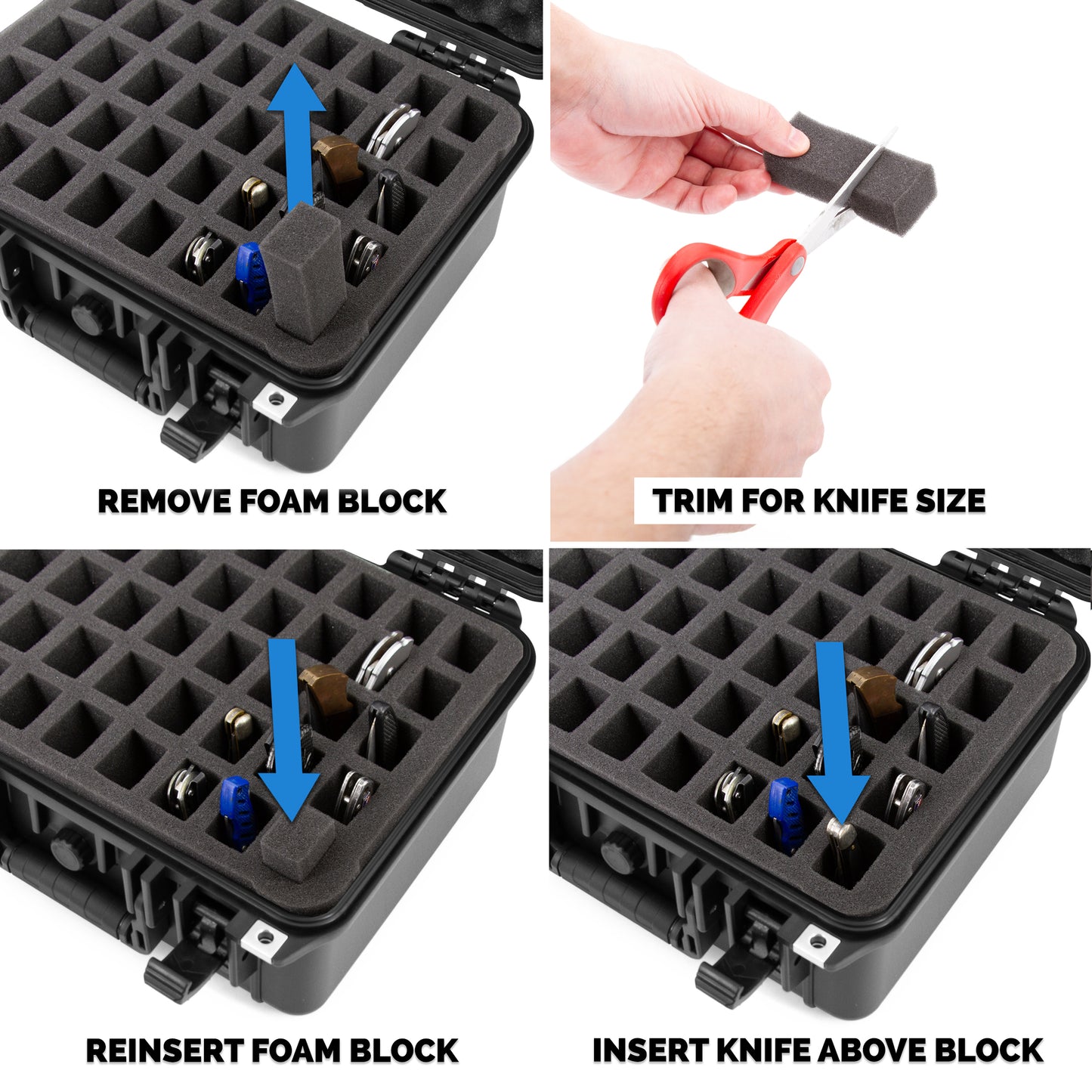 13" 40 Folding Knife Case - Waterproof Pocket Knife Holder & Knife Box Organizer Storage Fits 40 Folding Knives Up To 5"  - Knives Not Included
