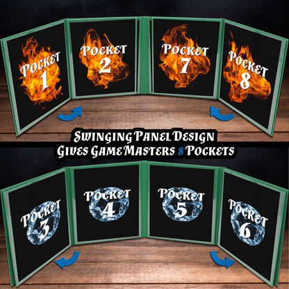 DM Screen 8-Panel Deluxe GM Screen - Eight Panel Folding Dungeon Master Screen for TTRPGs - Inserts Not Included - Black, Brown or Green Options