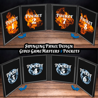 DM Screen 8-Panel Deluxe GM Screen - Eight Panel Folding Dungeon Master Screen for TTRPGs - Inserts Not Included - Black, Brown or Green Options