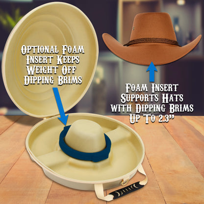 Cowboy Hat Box Cowboy Hat Storage for Brims Up To 4.75" - Hard Shell Hat Case with Adjustable Carry Strap and ID Slot - 4 Color Options