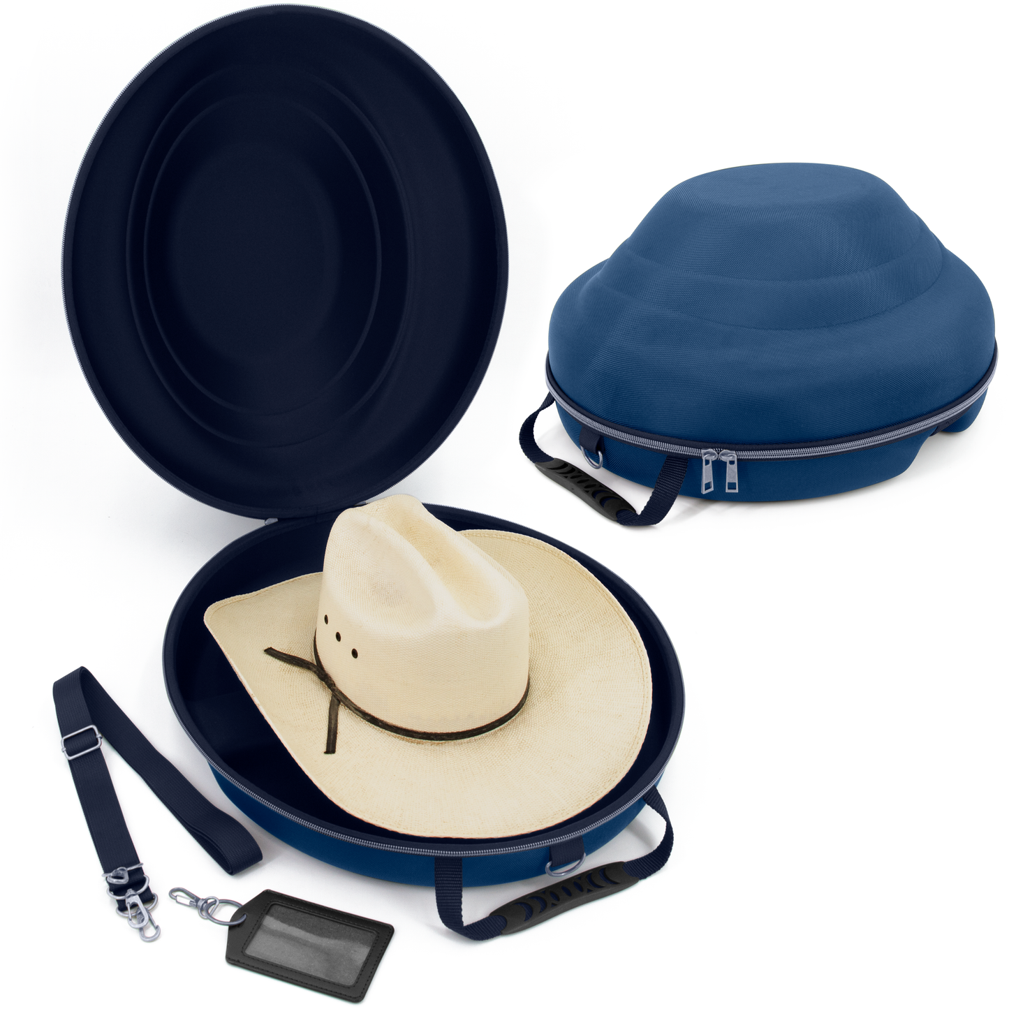 Cowboy Hat Box Cowboy Hat Storage for Brims Up To 4.75" - Hard Shell Hat Case with Adjustable Carry Strap and ID Slot - 4 Color Options