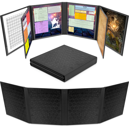 DM Screen 8-Panel Deluxe GM Screen - Eight Panel Folding Dungeon Master Screen for TTRPGs - Inserts Not Included - Black, Brown or Green Options