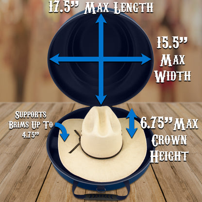Cowboy Hat Box Cowboy Hat Storage for Brims Up To 4.75" - Hard Shell Hat Case with Adjustable Carry Strap and ID Slot - 4 Color Options