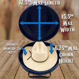 CASEMATIX Cowboy Hat Box Cowboy Hat Storage for Brims Up To 4.75" - Hard Shell Hat Case with Adjustable Carry Strap and ID Slot - 4 Color Options