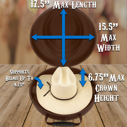 Cowboy Hat Box Cowboy Hat Storage for Brims Up To 4.75" - Hard Shell Hat Case with Adjustable Carry Strap and ID Slot - 4 Color Options