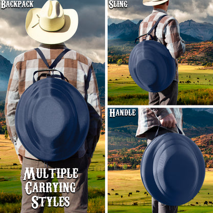 Cowboy Hat Box Cowboy Hat Storage for Brims Up To 4.75" - Hard Shell Hat Case with Adjustable Carry Strap and ID Slot - 4 Color Options