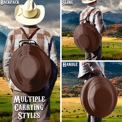 Cowboy Hat Box Cowboy Hat Storage for Brims Up To 4.75" - Hard Shell Hat Case with Adjustable Carry Strap and ID Slot - 4 Color Options