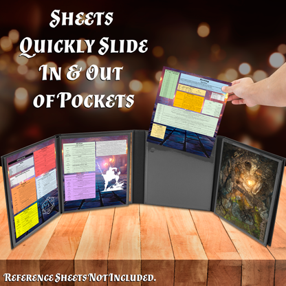 DM Screen 8-Panel Deluxe GM Screen - Eight Panel Folding Dungeon Master Screen for TTRPGs - Inserts Not Included - Black, Brown or Green Options