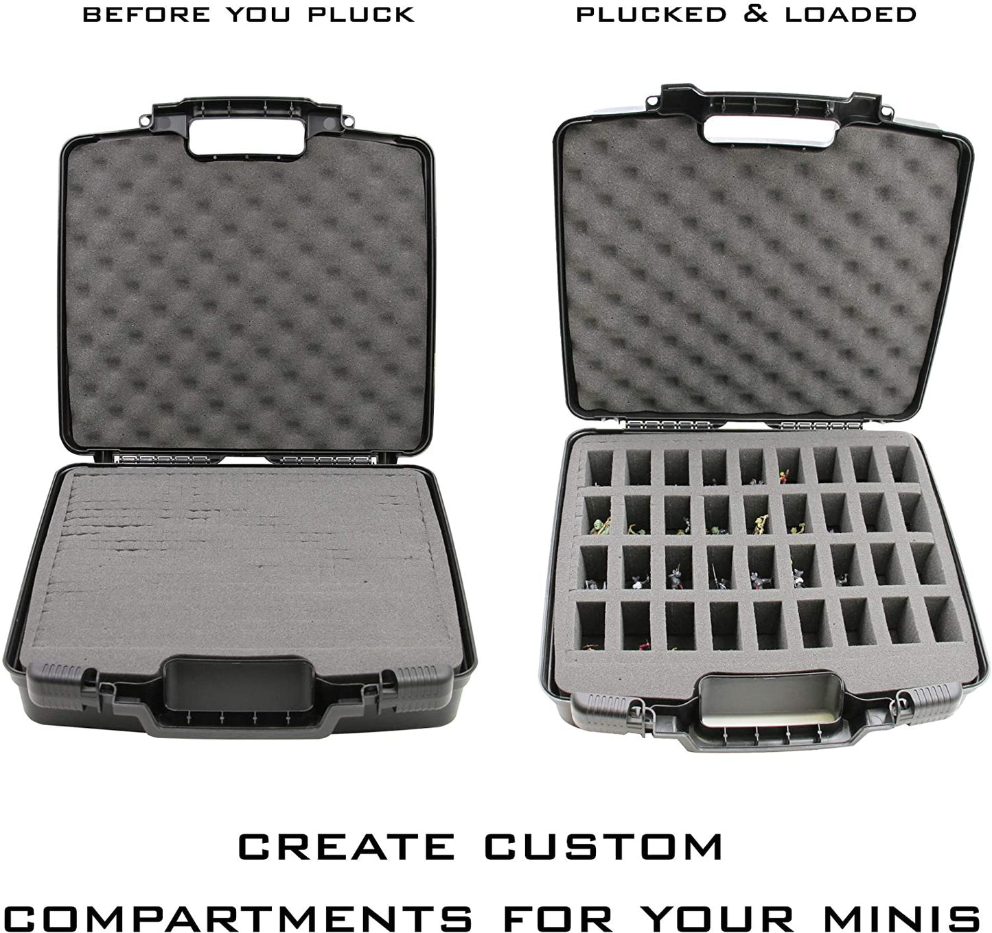 Hard Shell Miniature Storage Travel Case - 36 Figurine Miniature Organizer and Miniatures Carrying Case with Pluckable Foam Interior