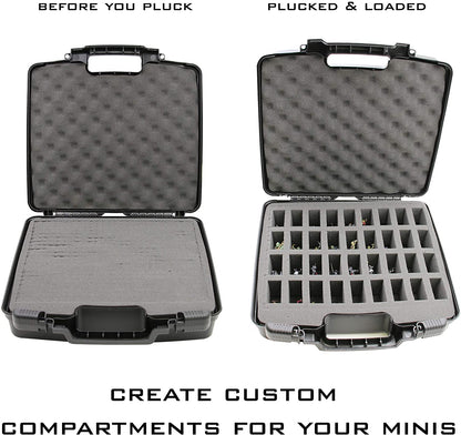 Hard Shell Miniature Storage Travel Case - 36 Figurine Miniature Organizer and Miniatures Carrying Case with Pluckable Foam Interior