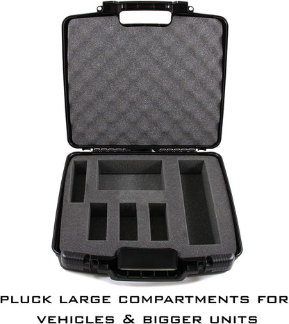 Hard Shell Miniature Storage Travel Case - 36 Figurine Miniature Organizer and Miniatures Carrying Case with Pluckable Foam Interior