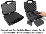 CASEMATIX Hard Travel Case with Diced Foam fits AAXA P7 Pico Projector, P300, P4X, Ivation, Philips, Brookstone Projectors, Mini Tripod, Charger