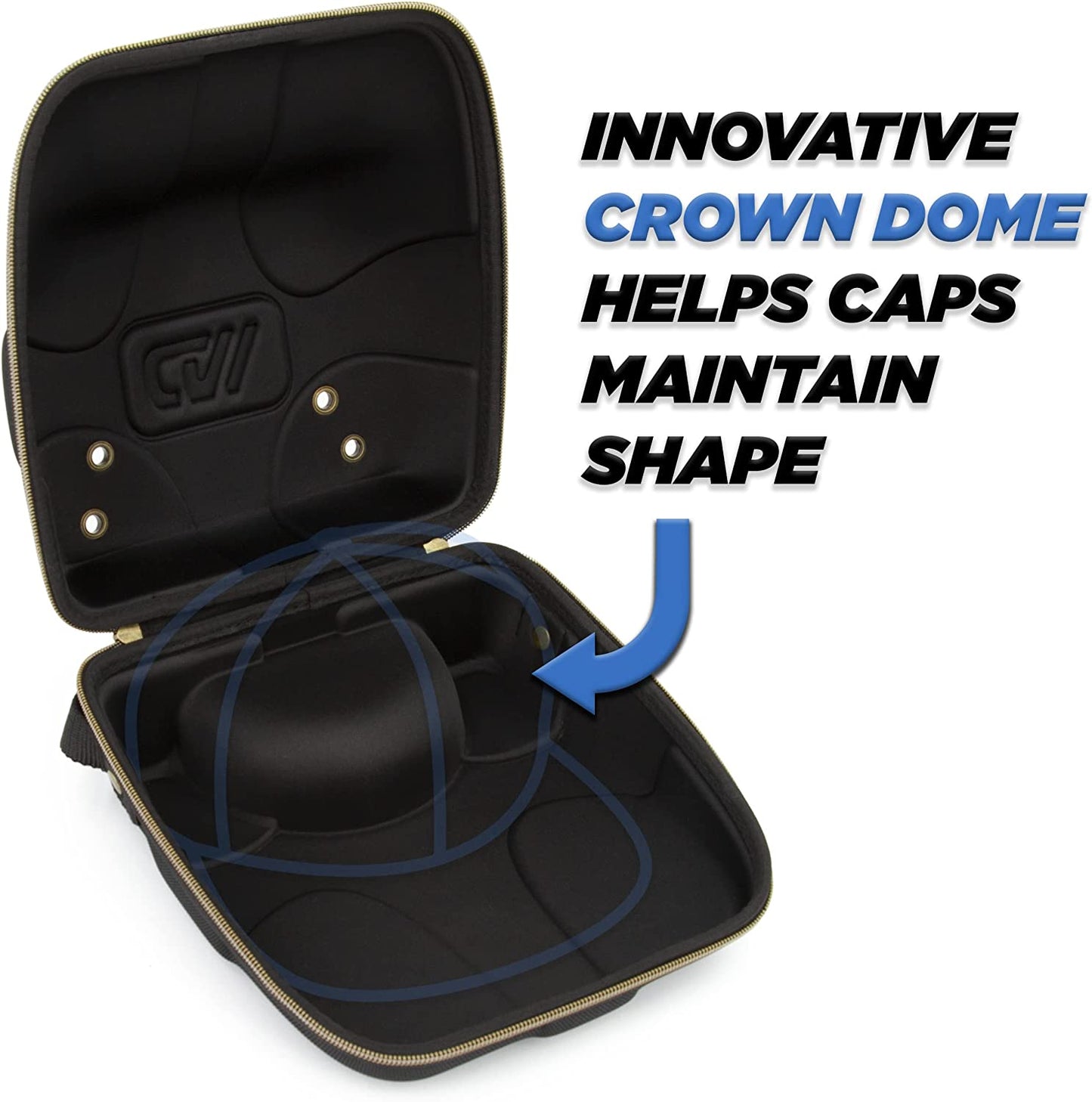 Hat Travel Case for up to 4 Baseball Caps with a Hard Shell, Travel Carabiner and Handle - Portable Hat Case Carrier for Hats Storage