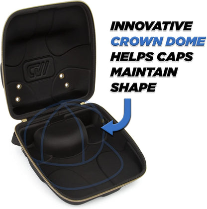 Hat Travel Case for up to 4 Baseball Caps with a Hard Shell, Travel Carabiner and Handle - Portable Hat Case Carrier for Hats Storage