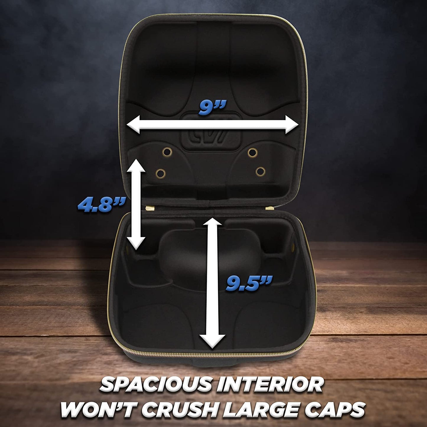 Hat Travel Case for up to 4 Baseball Caps with a Hard Shell, Travel Carabiner and Handle - Portable Hat Case Carrier for Hats Storage