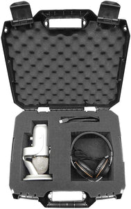 CASEMATIX USB Microphone Hard Case Fits HyperX QuadCast, Blue Yeti X Computer Mic, Razer Seiren X, Samson G-Track Pro and Recording/Gaming Accessories