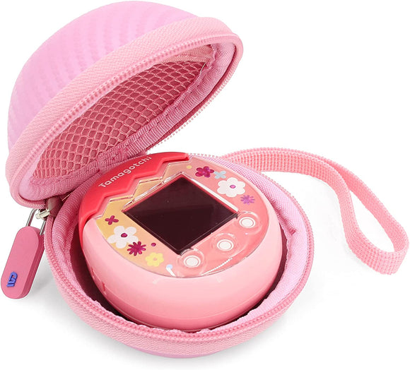 Casematix Pink Carry Case Compatible with Tamagotchi Pix Camera Interactive Virtual Pet , Includes Case Only with Wrist Strap and Carabiner