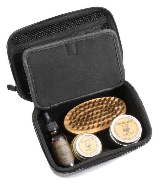 Beard Travel Case Fits Your Beard Grooming Kit – Holds Beard Oil Conditioner, Beard Brush, Wooden Beard Comb, Beard Balm, Scissors and More