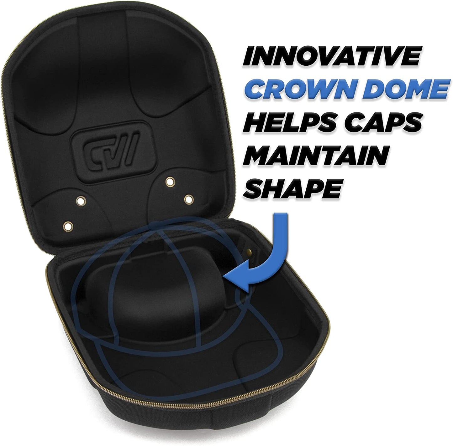 Hat Travel Case for up to 4 Baseball Caps with Crush-Resistant Hard Shell Outer, Adjustable Shoulder Strap and Comfortable Handle