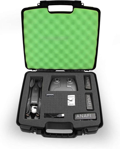 Quadcopter Carrying Case Compatible with Parrot Anafi 4K HDR Drone - Custom 6-Compartment Foam Storage with Tri-Layer Protection - Made in USA