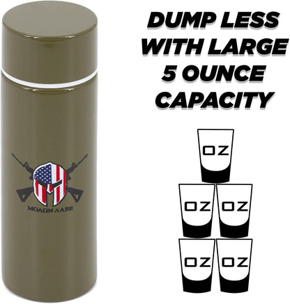 Stainless Steel Pocket Spittoon 5-Ounce Travel Spit Cup with Cleaning Brush Included - Portable Dip Spit Bottle with Camo Design