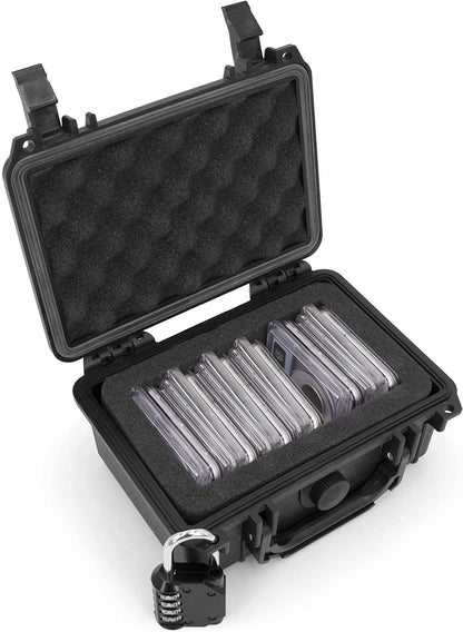 Graded Coin Case Compatible with 15+ PCGS or NGC Coin Slabs, Waterproof Coin Storage Box with Customizable Foam, Includes Padlock