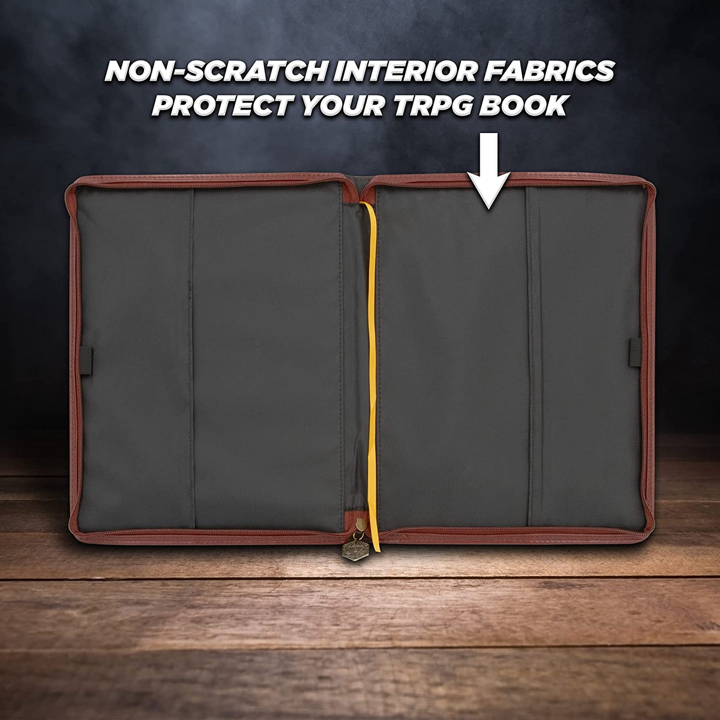D&D Book Cover Sleeve - Protective 11" TTRPG Rulebook Cover with Bookmark & Pen Loops