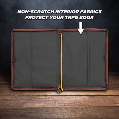 D&D Book Cover Sleeve - Protective 11" TTRPG Rulebook Cover with Bookmark & Pen Loops