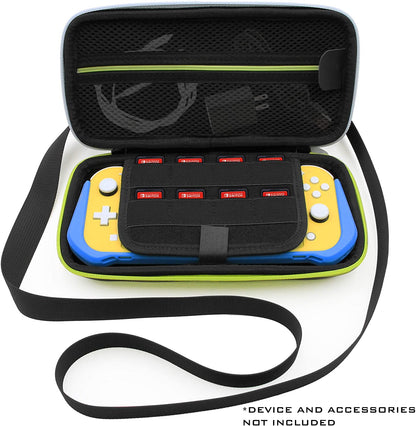 Carrying Case Compatible with Nintendo Switch Lite - 8 Game Slots, Non-Scratch Divider for Screen Protection, Accessory Storage and Adjustable Strap