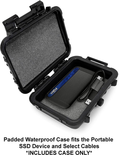 Waterproof Case Compatible with Crucial X8 Portable SSD 1TB/500GB - Composite Plastic Protection with Pressure Valve - Case Only