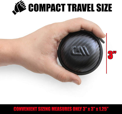 Ultra-Compact Dice Case for 21 RPG Dice - Non-Scratch Interior with Metal Carabiner & Netted Accessory Pouch for Tabletop Dice Games