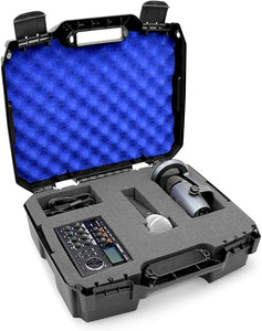 CASEMATIX 17 inch Mobile Podcast Station Travel Case for Microphones, Recorders, Laptops and Cables with Dual Customizable Foam Layers, Case Only