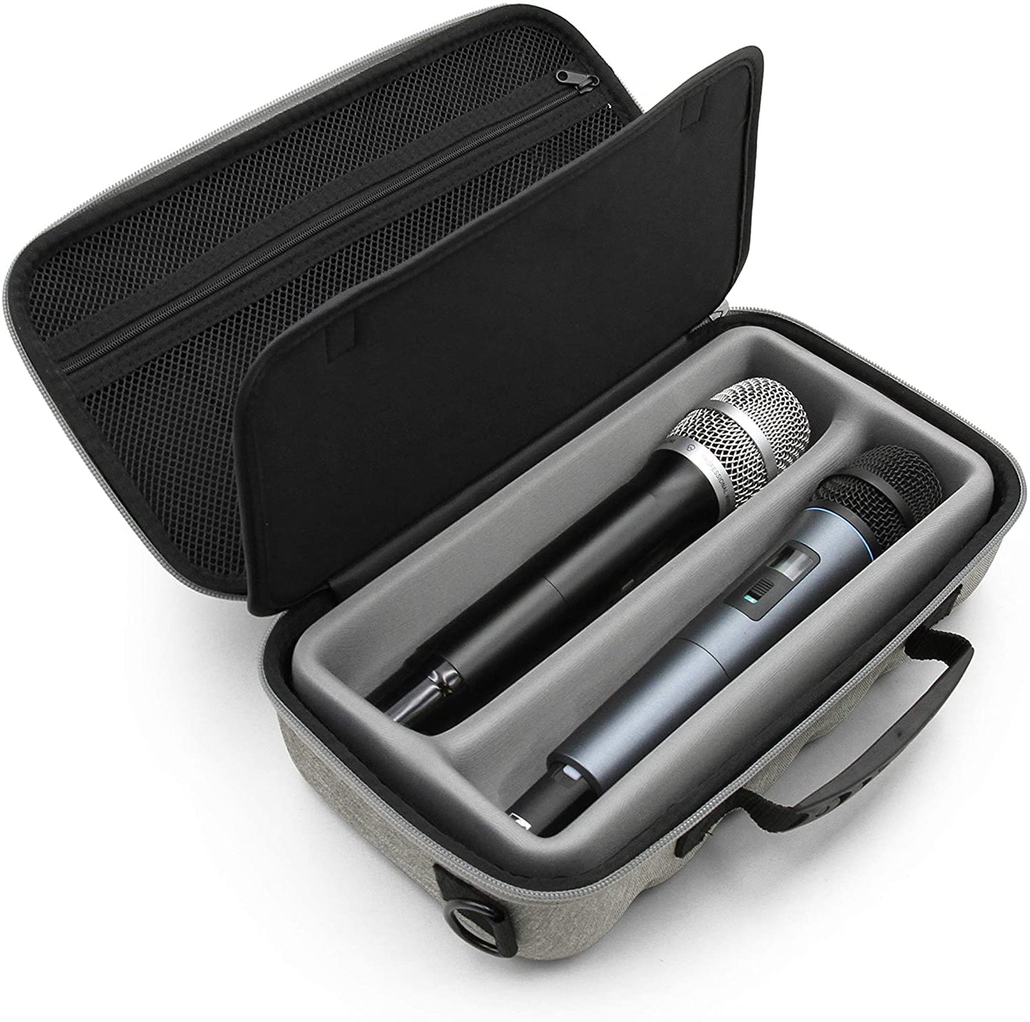 Dual Wireless Microphone Case for Wireless Mic System Compatible with Sennhesier, Shure Microphones and More, Dual Mic Bag with Strap