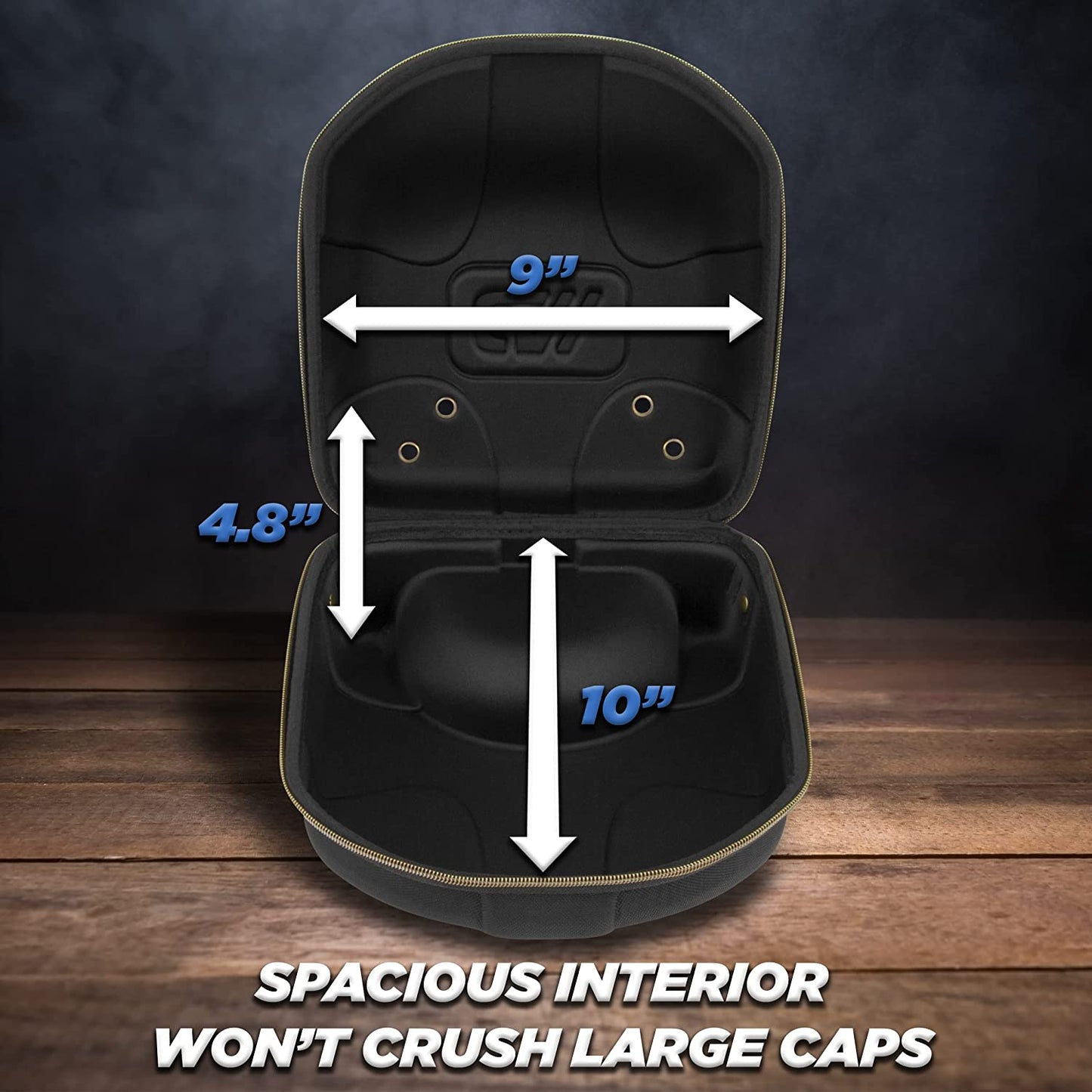 Hat Travel Case for up to 4 Baseball Caps with Crush-Resistant Hard Shell Outer, Adjustable Shoulder Strap and Comfortable Handle
