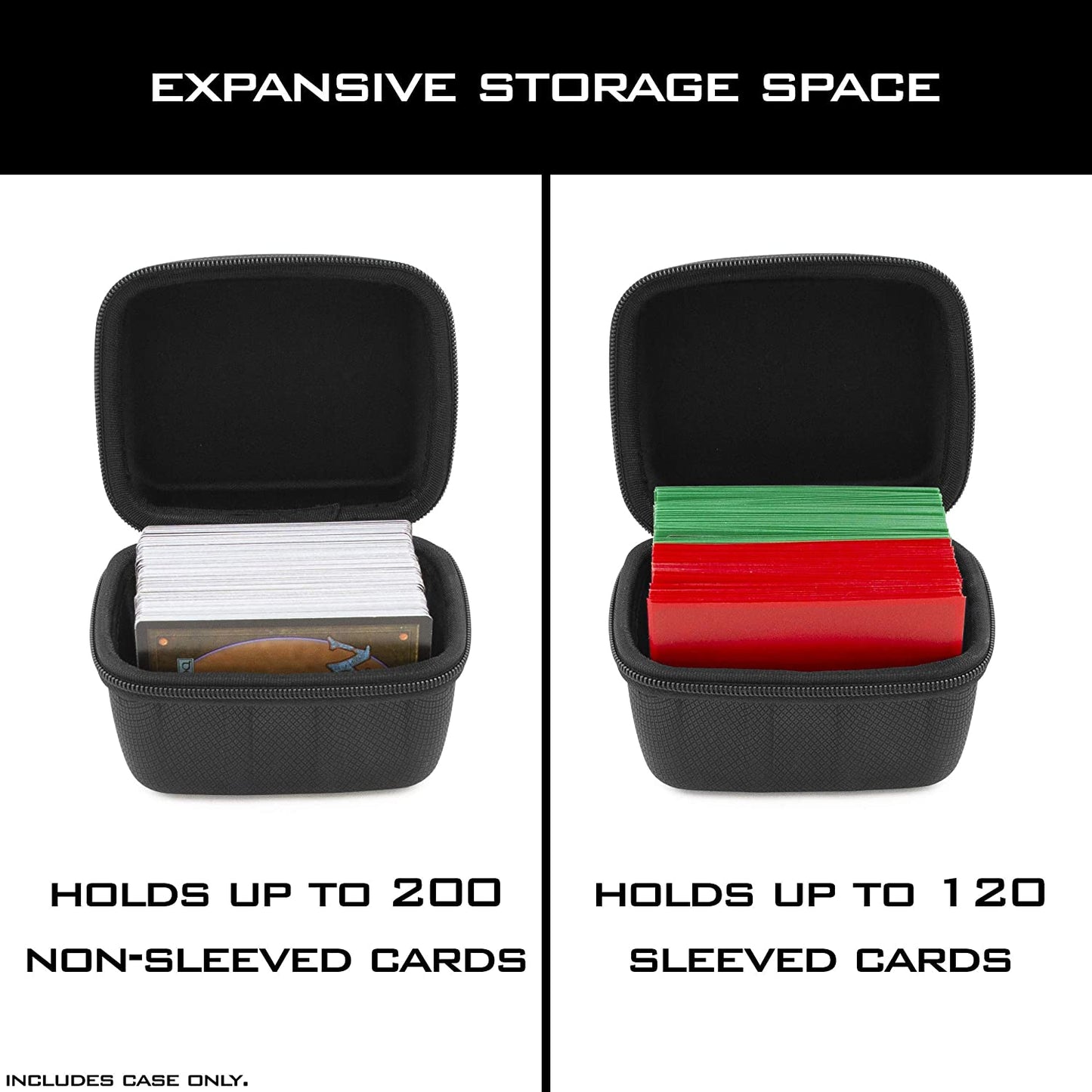 Hard Shell Card Deck Box for 200 Cards - Metal Carabiner, Water-Resistant Case for Magic The Gathering & TCGs