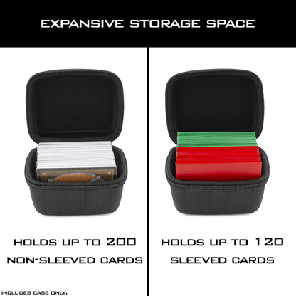 Hard Shell Card Deck Box for 200 Cards - Metal Carabiner, Water-Resistant Case for Magic The Gathering & TCGs