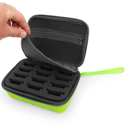 Green Clipper Blade Holder for 12 Blades - Protective Clipper Blade Storage Case with Barber Blade Holder Foam and Hard Shell Outer