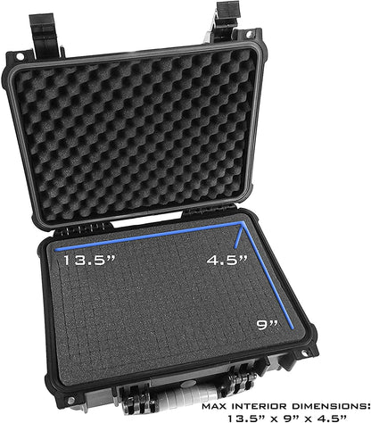 16" Customizable 4 Handgun Multiple Pistol Case - Waterproof & Shockproof Hard Gun Cases for Pistols and Magazines with Two Layers of 2" Foam