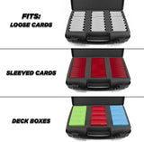 CASEMATIX Trading Card Case and Card Game Organizer for 2000 Cards - 17" Hard Shell Card Case Holder for Trading Cards with 18 Dividers and Foam