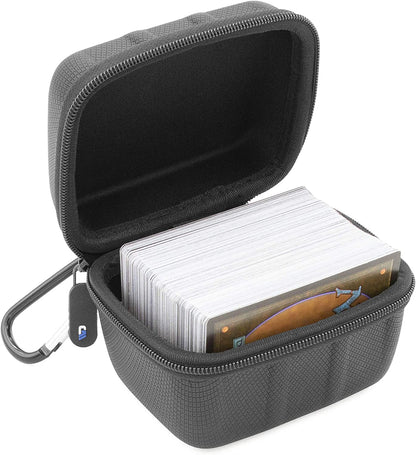 Hard Shell Card Deck Box for 200 Cards - Metal Carabiner, Water-Resistant Case for Magic The Gathering & TCGs