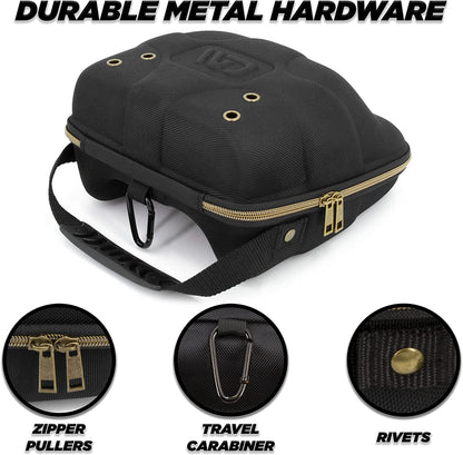 Hat Travel Case for up to 4 Baseball Caps with a Hard Shell, Travel Carabiner and Handle - Portable Hat Case Carrier for Hats Storage