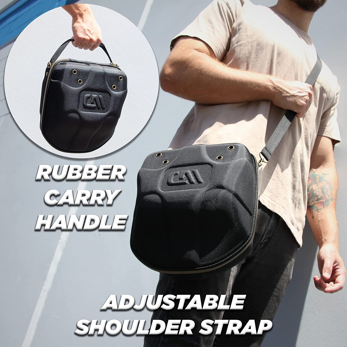 Hat Travel Case for up to 4 Baseball Caps with Crush-Resistant Hard Shell Outer, Adjustable Shoulder Strap and Comfortable Handle