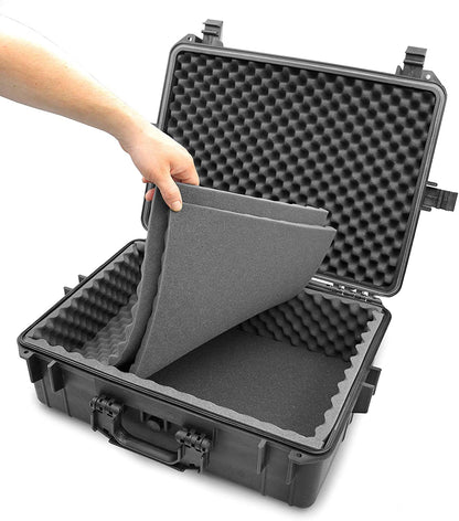 Waterproof Hard Shell Travel Case Compatible with Yamaha MG12XU Mixer within Multi-Layer Foam Protection - Fits Mixers Up to 17x12.1x5 Max