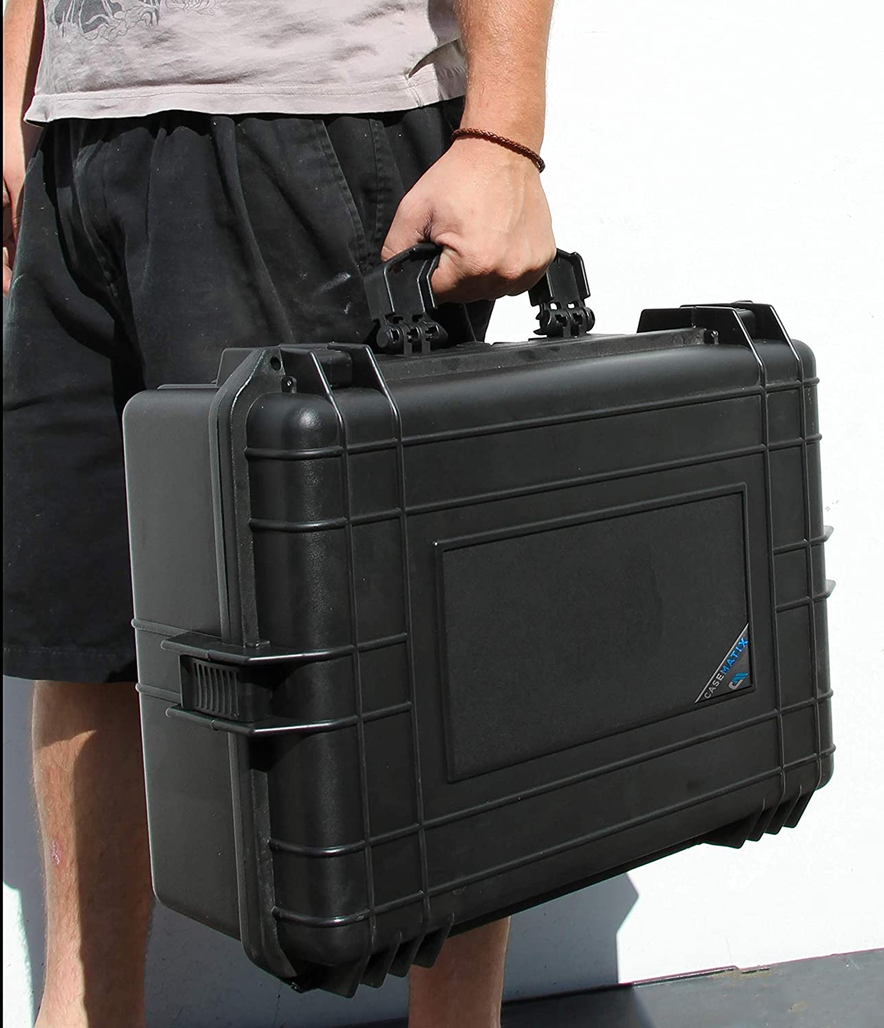 23" Handgun Range Case fits 7 Pistols - Waterproof Hard Shell Exterior with Dual 2" Customizable Foam Layers & Padlock Rings